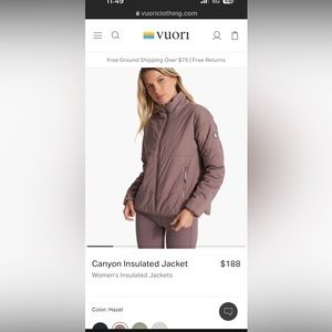 Vuori canyon insulated jacket.
